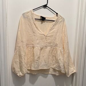 Liv Los Angeles Cream Blouse with Embroidered Details size L